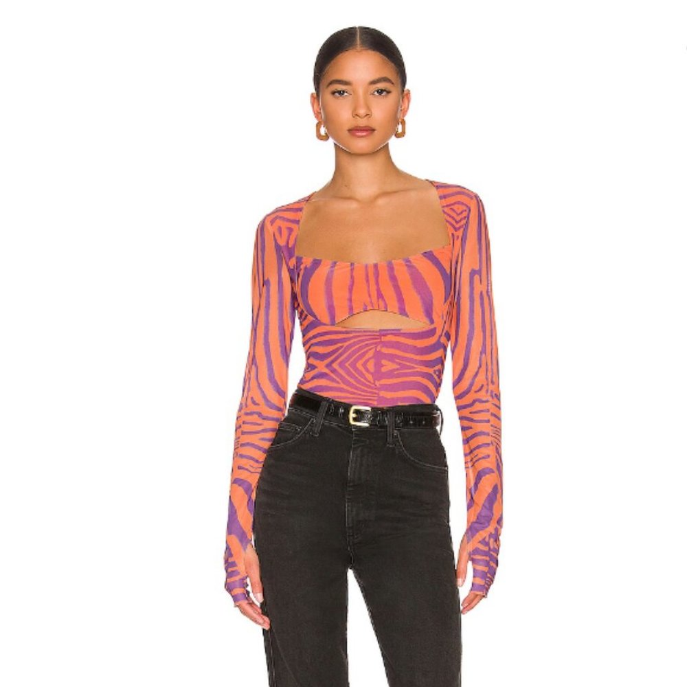AFRM Noreen Top in Orange Zebra Size M